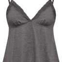 SHENHE Women's Lace Babydoll Tank Top Sexy V Neck Sleeveless Flared Hem Flowy Peplum Tops (Large, Grey)