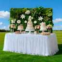 2-Pack White 2-in-1 Tulle Tablecloth for 6-Foot Rectangular Table Stretch Fitted Table Skirt & Cover for Baby Shower, Bridal, Birthday, Princess Party