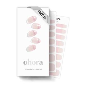 ohora Semi Cured Gel Nail Strips (N Romantic French) - Pink, French, Works with Any UV/LED Lamps, Salon-Quality, Long Lasting, Easy to Apply & Remove - Includes 2 Prep Pads, Nail File & Wooden Stick