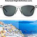 AZorb Polarized Sunglasses for Women Men, Trendy Classic Retro Square Designer Sunglasses with UV Protection (Black/Grey + Clear Grey/Grey + Clear/Blue)