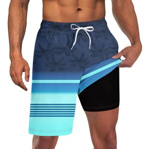 UNICOMIDEA Men Swim Trunks with Compression Liner 9 Inch Long Board Shorts (XXL)