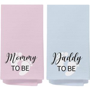 Mom Dad to Be Gifts 1st Time Hand Towels, Gender Reveal Gifts for Parents to Be, Soon to Be Dad Mom Gift Dish Tea Towels for New Parents Hand Towel for Bathroom Kitchen, 16x24 Inch Set of 2