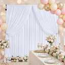 Wrinkle Free Polyester Backdrop Curtains: White Party Backdrop 10.6ftx10ft Wedding Fabric Backdrop for Engagement Birthday Prom Themed Shower Party Background Decorations