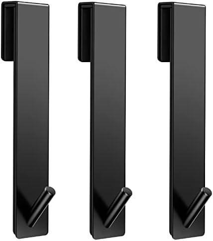 Kontoyo Shower Door Hooks(7.5 Inch),Extended Over Door Hooks for Bathroom Frameless Glass Shower Door,Stainless Steel Towel Hooks,Heavy Duty Rack Hooks for Robe,Towel-3 Pack-Black