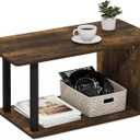 Furinno Basic Coffee Table, 2-Tier Modern Coffee Table with Open Shelf, Easy Assembly Side Table, for Living Room, Bedroom, Home Office, Amber Oak