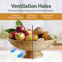 Fruit Basket for Kitchen Counter - Fruit Bowl for Kitchen Counter, Bamboo Pedestal Fruit Basket with Ventilation Holes, Wooden Fruit Bowl for Fruit and Vegetable Storage, Decorative Frutero for Cocina