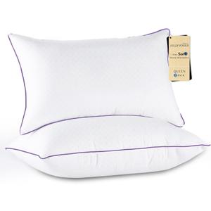 JOLLYVOGUE Pillows Queen Size Set of 2, Medium Supportive Bed Pillows with Super Soft Down Alternative Fill, Luxury Fluffy Hotel Quality for Side, Back, and Stomach Sleepers