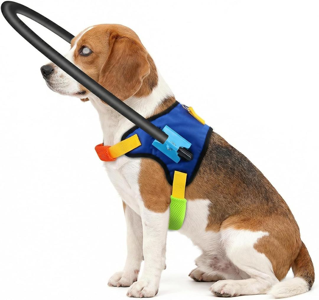 Protective Blind Dog Halo Collar, Adjustable Blind Dog Halo with Protective Ring, Lightweight Safety Collar Navigation Assistance for Visually Impaired Pets (15-19in)