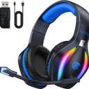 FC100 Wireless Gaming Headset with Microphone for PS5, PS4- Gamer Headset with Mic - Bluetooth Headphones with 50Hrs Battery Life - for PC, Mac, Tablets, Switch and Smartphones
