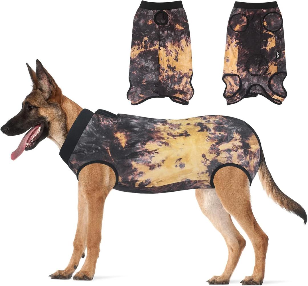 Jiupety Dog Surgical Recovery Suit Adjustable, Not Fit Slim and Long Body, Dogs Suit for Surgery Recovery, Substitute E-Collar, XL Size, Anti-Licking Surgical Dog Onesies, Tie-dye
