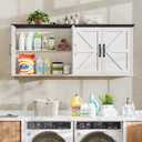 Halitaa 47" Laundry Room Cabinets and Storage with 4 Doors and Utility Adjustable Shelf, Large Wall Mounted Storage Cabinet, Upper Kitchen Cabinet for Laundry, Bathroom, and Kitchen, White and Black, 47.24" W x 19.69" H x 7.87" D