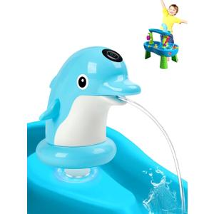Dolphin Water Table Pump with Magnetic Base No Drill 3H Runtime Continuous Flow Rechargeable for Step 2 for Kids Outdoor Water Play Toys Stable Water Fun Accessories Blue