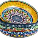 HENXFEN LEAD 33 oz Ceramic Pasta Bowls Set of 4, 8 Inch Wide & Shallow Bowls  Colorful Serving Bowls for Salad, Soup, Pasta, Microwave & Dishwasher Safe