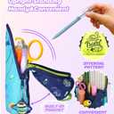 3 x Magnetic Standing Pencil Case for Boys - Back to School Stuff, Space Standing Zipper Pencil Case Aesthetic, Large Capacity Stand up Pen Bag, Stationery Pen Holder, Study Supplies for Students