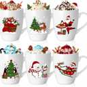 Shellwei 6 Pack Christmas Coffee Mugs 11 oz Holiday Ceramic Mugs Set Xmas Tea Cups with Handles Bulk Reusable Ceramic Coffee Cups for Women Men Teachers Appreciation Christmas Gifts(Funny)