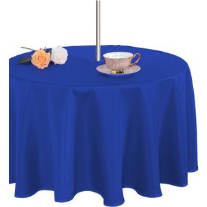 Fitable Round Table Cover Outdoor and Indoor Tablecloth - Washable Waterproof Wrinkle Free Table Cloth with Zipper and Umbrella Hole for Spring/Summer/Party/Picnic/BBQS/Patio Blue 70R