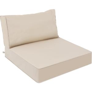 AAAAAcessories Outdoor Deep Seat Cushions, Waterproof, Fade-Resistant Patio Furniture Replacement Cushions, 25.5" x 25.5" x 5" + 25.5" x 13.5", Beige (25.5x25.5-13.5'' Low Back-1 Count)