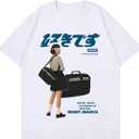 Mens Oversized Graphic Tees Y2K Vintage T-Shirts for Men Women Casual Streetwear Unisex Tee Top (White, XL)
