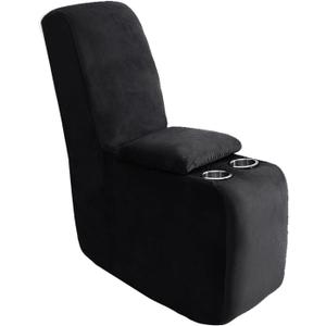 ULTICOR 7-Piece L Shape Sectional Recliner Sofa Covers, Velvet Stretch Reclining Couch Covers for Reclining L Shape Sofa, Thick, Soft, Washable (Black, 1 Console Cover)