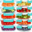 KOMUEE 10 Packs 22 oz Glass Meal Prep Containers, Glass Food Storage Containers with Lids, Airtight Lunch Boxes BPA Free, Microwave and Freezer Safe, Green