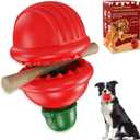 Dog Chew Toy with Bully Stick Holder, Non-Toxic Durable Interactive Puzzle Toy for Slow Feeding, Teeth Cleaning, and Training, Suitable for Large, Medium, Small Dogs, Red