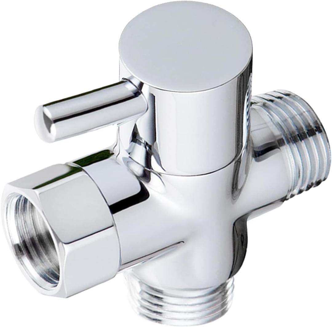 Sneatup Solid Brass 3-way G1/2 Shower Diverter Chrome Plating, 13/16 inches , 12/16 inches