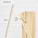 Wooden Dowel Rods 3/8 x 24 Inch Round Unfinished Hardwood Craft Sticks for DIY Lollipops Cake Support, 50 Pieces