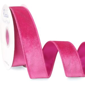Ribbli Hot Pink Velvet Wired Ribbon 1.5 Inch Velvet with Satin Christmas Ribbon for Gift Wrapping Christmas Tree Decoration Crafts Wreaths Supplies-Continuous 10 Yards