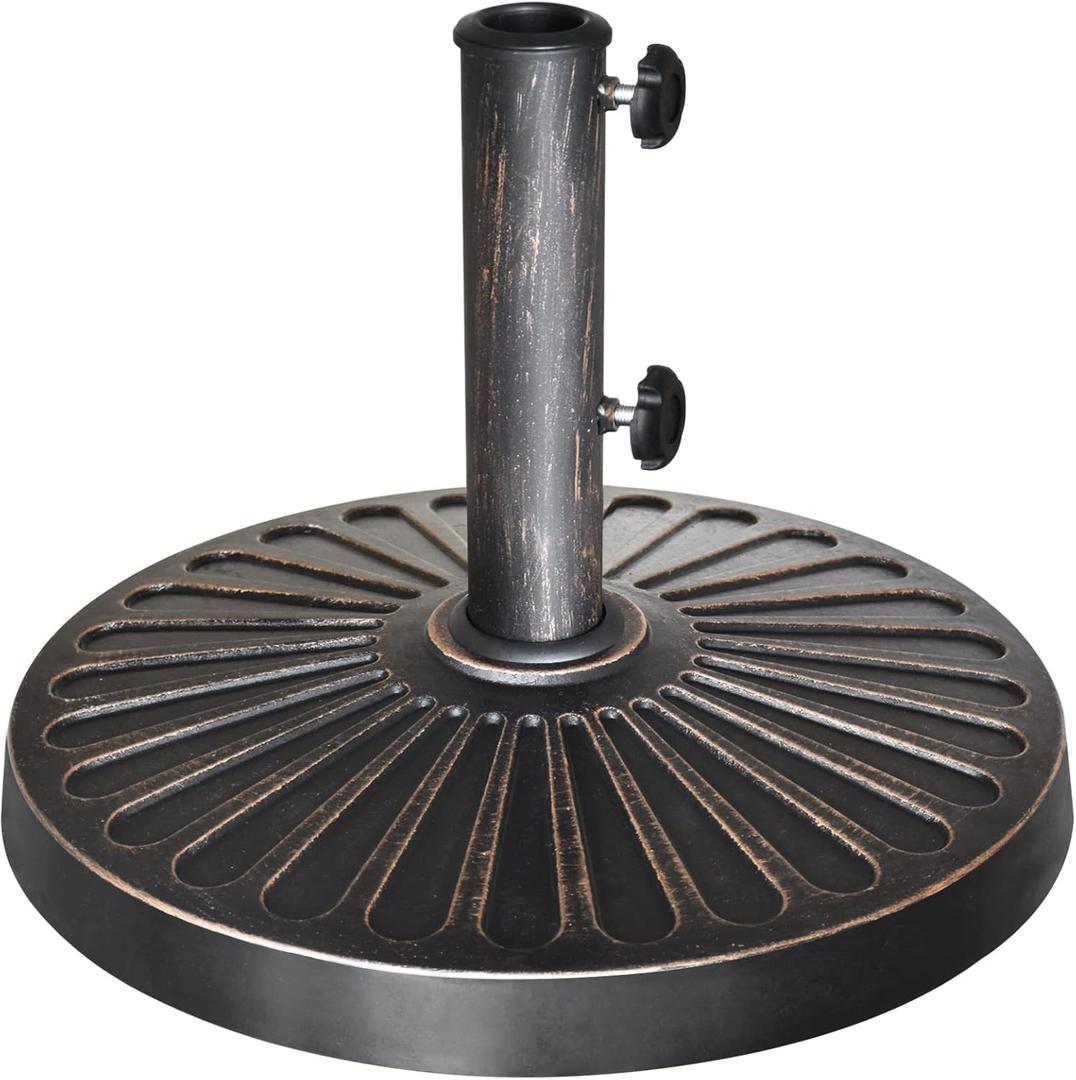 EliteShade USA Umbrella Base Stand Market Patio Outdoor Heavy Duty Umbrella Holder with Concave Radial Pattern,Bronze, 18''x10.04''H