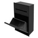 Bathroom Trash Can, 1.59 Gallon Tilt Out Trash Bin Cabinet, Recessed Wall Mounted Hidden Trash Cabinet, Stainless Steel Trash and Recycling Organizer with Toilet Paper Holder for Kitchen(Black)