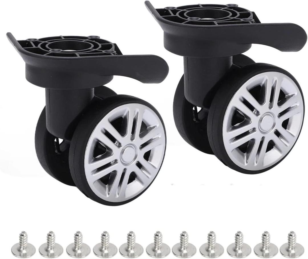 1 Pair Luggage Wheels Replacement, 360 Degree Swivel Spinner Suitcase Wheels, Mute Dual Roller Bearing Silent Trunk for Suitcase Trolley, Travel Case (A09)