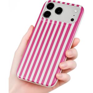 Compatible with iPhone 17 Pro Case, with Aesthetics Striped Design Case for Women Girl, Cute Fashion Simple Soft TPU Slim Protection Phone Case for iPhone 17 Pro 6.3'' - Hot Pink