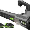 Leaf Blower with Brushless Motor, 580CFM/160MPH Leaf Blower Cordless, Electric Lightweight Blower with 2X4.0Ah Batteries and Charger, 2 Speed Modes, for Lawn Care, Patio Cleaning, etc. (Gray)
