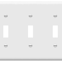  Triple Light Switch Wall Plate, Gloss Finish, Standard Size 3-Gang 4.50" x 6.38", Unbreakable Polycarbonate Thermoplastic, 8813-W, White