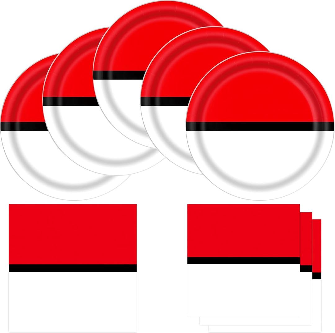 Cartoon Animation Birthday Party Supplies, 20 Plates and 20 Napkins, for Cartoon Ball Video Games Birthday Party Baby Shower Decorations