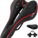 OUXI Comfort Bike Seat Comfortable Gel Bicycle Saddle Replacement Soft Padded with Shock Absorbing Waterproof for MTB Mountain Bike Road Bike Exercise Bike Men Women and Ladies (Red)