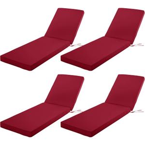 Chaise Lounge Cushions Outdoor Set of 4, 80x26x3 Inch, Burgundy
