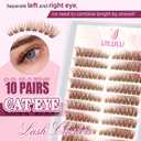 Brown Lash Clusters Kit Natural Lashes Extensions Wispy Eyelash Cluster 160pcs D Curl Left&Right with Bond & Seal, Glue Remover, Tweezers(U16 Lash Kits)