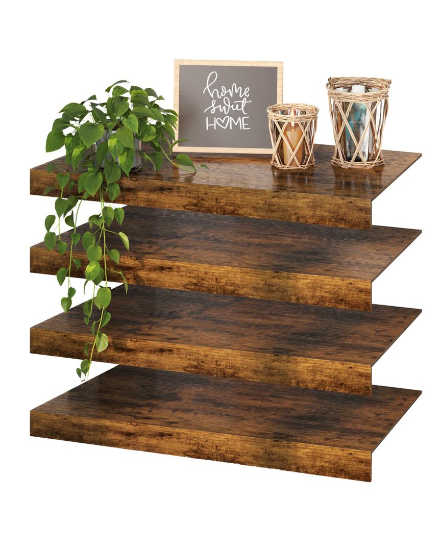 Makentra Wire Shelf Cover – Engineered Wood Wire Rack Covers for Shelves, Rustic Farmhouse Style for Pantry, Closet (4, 27" W × 16" D)