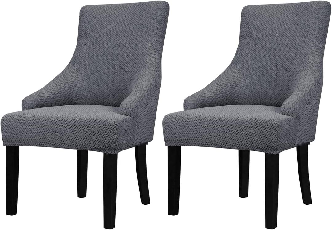Lellen Stretch Wingback Chair Cover Slipcover - Reusable Wingback Side Chair Slipcover,Accent Chair Cover,Arm Protector Seat Cover,Wing Chair Cover for Dining Living Room Home2PCS,Dark Grey