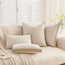 a moment Loop Yarn Linen-Like Pillow Cover Natural Soft Decorative Throw Pillow Case Farmhouse 18x18 Inch, Bohemian Textured Cushion Cover for Sofa Bed, Wrinkle-Resistant Home Decor Beige