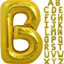 TONIFUL 40 Inch Large Gold Letter B Balloons - Helium Filled, Foil Mylar Big Balloons for Birthday Party & Anniversary Decorations, Pack 4