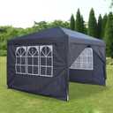 Panana Pop Up Gazebo 10''x10'' Waterproof Outdoor Garden Marquee Awning Party Tent Canopy and Carry Bag 3 X 3m (Grey) (Gray)