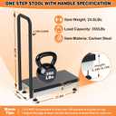 Adjustable One Step Stool with Handle for Elderly Adults Safety, Heavy Duty Bed Step with Non-Slip Platform for High Beds/Doorway/Kitchen/Closet(Black Platform)