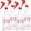 Uineko Plastic Spray Bottle (4 Pack, 32 Oz, All-Purpose) Heavy Duty Spraying Bottles Leak Proof Mist Empty Water Bottle for Cleaning Solution Planting Pet with Adjustable Nozzle and Measurements