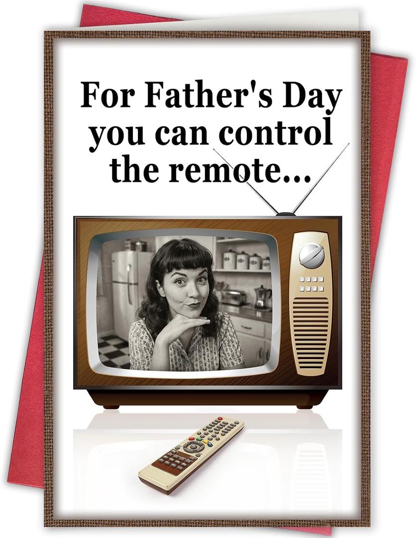 8 x Funny Father's Day Card for Dad, Dad Joke Father's Day Card, Humorous Remote Control Joke Card for Father from Son Daughter Kids, (card mix)
