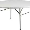 Flash Furniture Scarborough 5' Round Plastic Folding Table with Carrying Handle, Plastic Foldable Table for Indoor/Outdoor Events, White