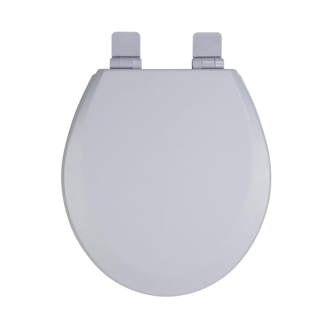 Toilet Seat, Slow Close, Soft Touch, Ultra-Smooth Matte Finish (No Orange-Peel Texture), Premium Moulded Wood, Quick Release, PIKLiDS (Gray, Round)