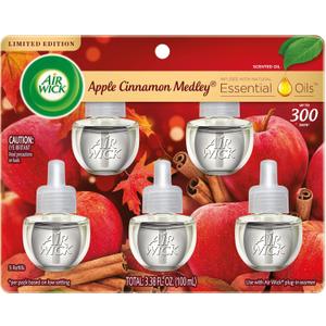 Air Wick Plug In Scented Oil Refill,Fall Scent, Fall Dcor, Apple Cinnamon Medley, 5 ct
