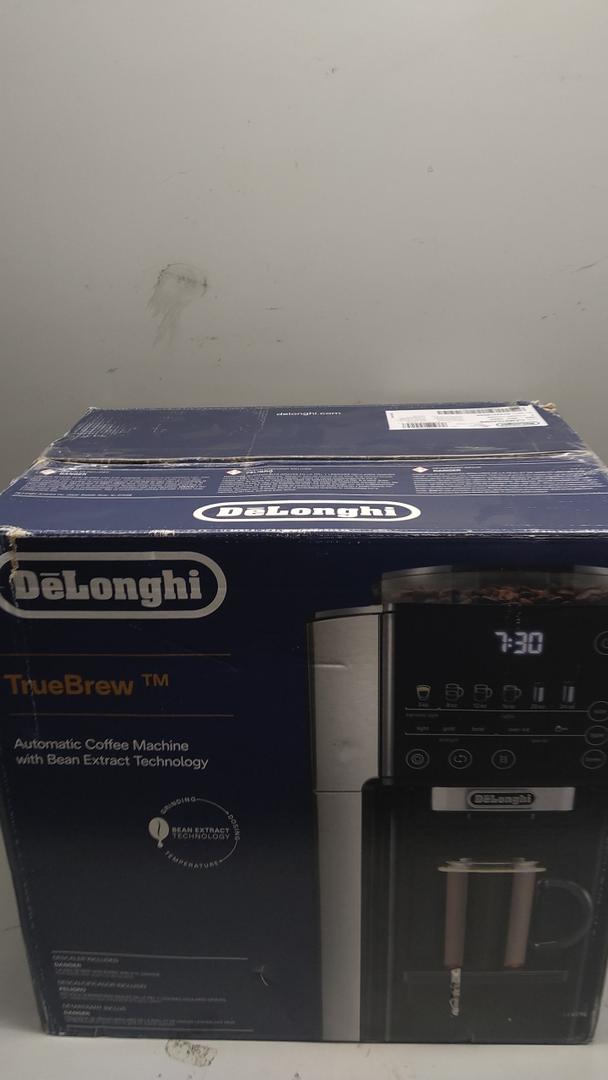 De'Longhi True Brew Drip Coffee Maker, Built in Grinder, Single Serve, 8 oz to 24 oz, Hot or Iced Coffee, Stainless